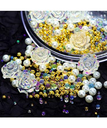 Heart Nail Rhinestones Nail Ornament White Auroras Transparent Illusions Three Dimensionals Resin Rose Ornament Short Clear Press on Nails 1 count (Pack of 1) SL1 - Buy Online on GoSupps.com