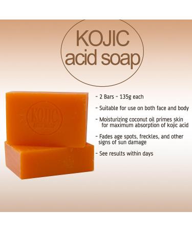  Kojie San Kojie San Kojic Acid 2-Step Skin Lightening Soap 135g Fades age spots freckles and other signs of sun damage - Buy Online on GoSupps.com