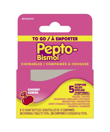 Pepto Bismol To Go Upset Stomach Relief Diarrhea Relief Heartburn Nausea Indigestion Upset Stomach Cherry Flavour 24 Count Cherry 24 Count (Pack of 1)