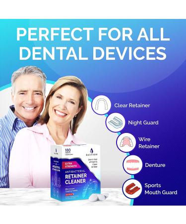 Retainer & Denture Cleaner - 180 Effervescent Tablets - Removes Stains, Discoloration, Odors & Plaque - 6 Month Supply for Clear Aligners, Mouth Guard, Night Guard & Dental Appliances - Buy Online on GoSupps.com