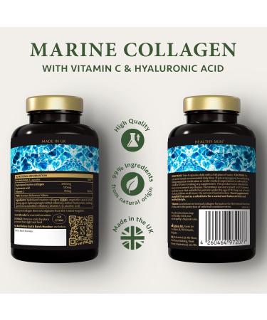 Marine Collagen Capsules with Hyaluronic Acid & Vitamin C - 2400mg High Strength - Skin, Joints & Hair - 120 Capsules - Satin Naturel - Buy Online on GoSupps.com