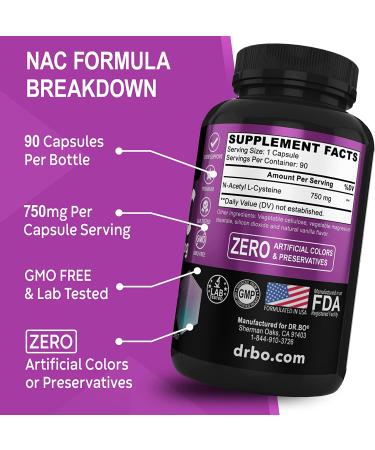 NAC Supplement 750mg - Liver, Lung & Kidney Support - 90 Capsules - Buy Online on GoSupps.com