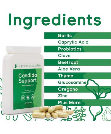 Candida Support Capsules - Men and Women Thrush Treatment - Yeast Infection Relief - Candida Complex Cleanse with Probiotics - Garlic Caprylic Acid Formula - Buy Online on GoSupps.com