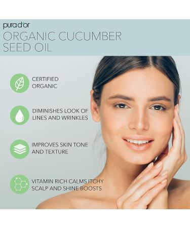PURA D'OR Organic Cucumber Seed Oil 4oz - 100% Pure USDA Certified Cold Pressed Moisturizer for DIY Skin Care - Men & Women - Buy Online on GoSupps.com