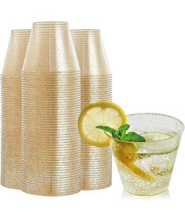 20 Pcs Gold Glitter Plastic Cups URMAGIC 9Oz Disposable Clear Plastic Cups Wedding Party Cups Disposable Wine Glasses Disposable Drinking Cup for Halloween Thanksgiving Christmas - Buy Online on GoSupps.com