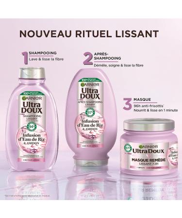 Garnier Ultra Doux - Smoothing Shampoo Softness & Shine with Rice Water Infusion - Unruly and Unruly Hair - 2 - Buy Online on GoSupps.com