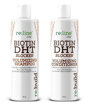 Biotin Dht Blocker Shampoo and Conditioner for Hair Growth - NATURAL Volumizing Shampoo and Conditioner with Biotin for Hair Growth Dht Blocking Shampoo for Thinning hair and hair loss for Men & Women (Re:build)