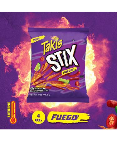 Takis Stix Fuego Corn Sticks 6 Individual Bags, 4oz Each - Hot Chili Pepper and Lime Flavored - 24oz Net Weight - Fuego 6 Count Pack - Buy Online on GoSupps.com