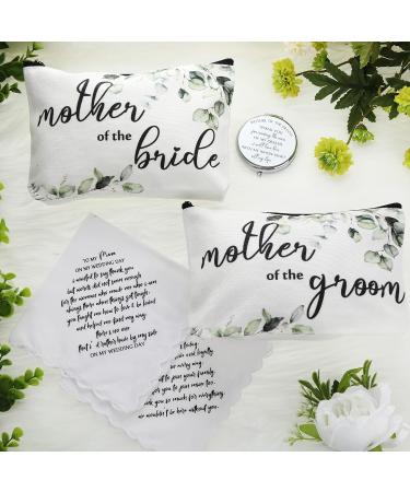 6 Pack Mother of the Groom/Bride Cosmetic Bag & Makeup Mirror Set - Wedding Gifts for Mom, Mother-in-Law - Engagement Favors (Leaves) - Buy Online on GoSupps.com