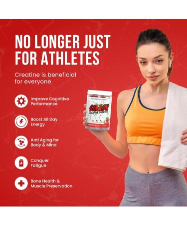Creatine Monohydrate Gummies 5g Dose for Men & Women Made in USA Vegan & Gluten Free to Support Muscle Strength Recovery Cognitive Health & Memory Strawberry 120 Gummies Strawberry Splash 120ct - Buy Online on GoSupps.com