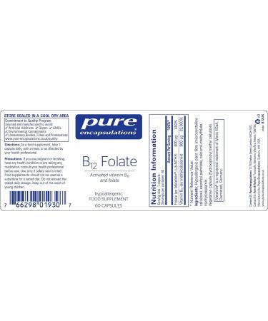 Pure Encapsulations Activated B12 & Folate Supplement - 60 Capsules for Tiredness & Fatigue - Buy Online on GoSupps.com