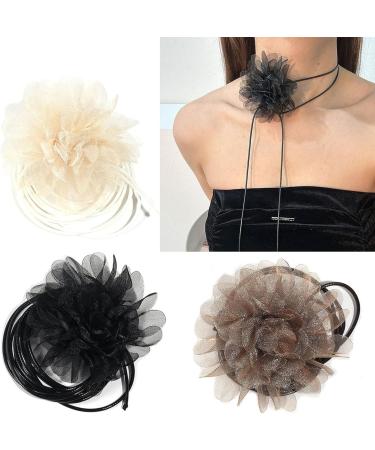 Southjieling Handmade Flower Choker Necklace | Elegant Party Jewelry for Women & Girls | Beige Fabric Gift - Buy Online on GoSupps.com