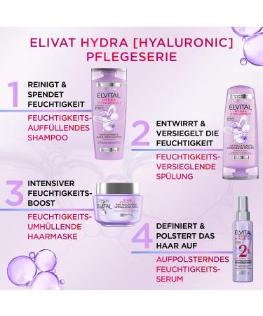 L'Or al Paris Elvital Moisturizing Rinse Conditioner 250ml | Shiny Hair & Hydration with Hyaluronic Acid - Buy Online on GoSupps.com