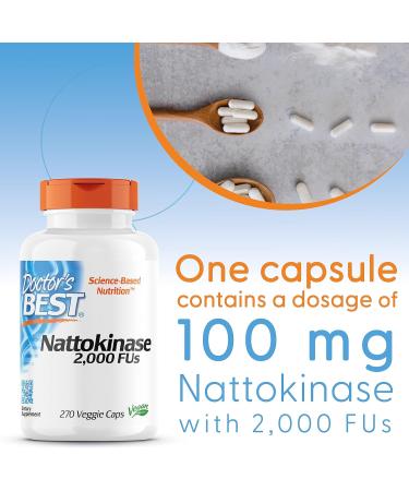 Doctor's Best Nattokinase 2 000 FU 270 Vegan Capsules Lab Tested Gluten Free Vegetarian - Buy Online on GoSupps.com