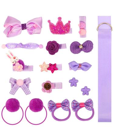 18 Pieces Children Hair Bow Clips Set Little Girl Kid Hair Pin Hair Accessories for Christmas Birthday Children's Day Gift (Purple)