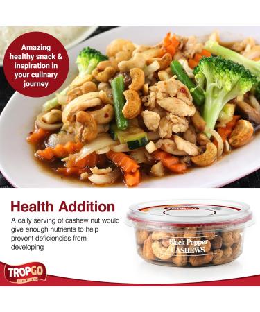 Tropgo Roasted Salted black pepper cashews - Healthy Flavoured Nuts in a Resealable and Recyclable Tub - Vegan Snack Made in Fibre and Protein Rich Caju Nuts - Guilt Free Snack for all Ages (125G) - Buy Online on GoSupps.com