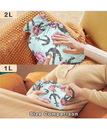 NAANLE Watercolor Rose Hot Water Bottle - 2L Transparent Design for Heat & Cold Therapy Ideal for Bed Hands & Feet - Buy Online on GoSupps.com