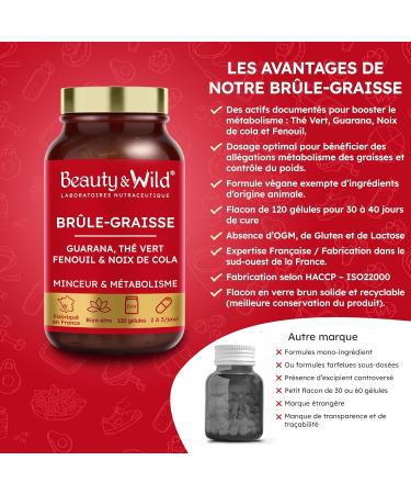 Br leur de Graisse Naturel Puissant Guarana Th Vert Noix de Cola Fibres d Acacia & Fenouil 120 G lules Compl ment Minceur D tox & Drainage Fabriqu en France - Buy Online on GoSupps.com