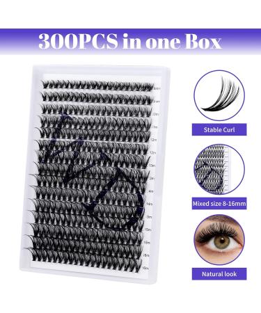 300PCS Cluster Lashes Extension C Curl 40D 0.07mm 8-16mm Mixed Wide Stem Individual Eyelashes Clusters DIY Extensions at Home | Cluster-40D-0.07-C-MIX8-16 - Buy Online on GoSupps.com