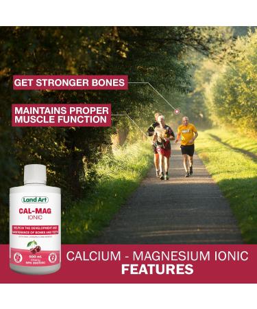 Liquid Ionic Calcium Magnesium Formula with Vitamin D Vitamin C and Zinc - Maintain Healthy and Stronger Bones - 500ml - Cherry Flavor - Non-GMO Gluten Free Sugar Free - Made in Canada - Buy Online on GoSupps.com
