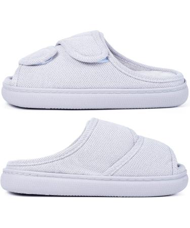 Adjustable Diabetic Slippers | Extra Wide House Shoes for Women & Men | Light Grey | Size 7.5-8.5 Women / 6-7 Men - Buy Online on GoSupps.com