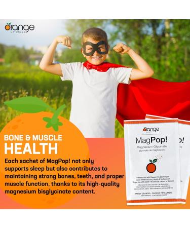 Orange Naturals MagPop! Effervescent Magnesium Glycinate Drink Powder with Vitamin C 35 Sachets - Electrolyte Balance Supports Sleep Relaxation & Muscle Function for Healthy Bones & Teeth - Buy Online on GoSupps.com