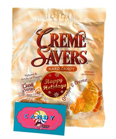 Creme Savers Orange Cream Candy Nostalgic 90s Candies | Holiday Christmas Stocking Stuffer Gift Set 43 Individually Wrapped Pieces with Holiday Sticker and Bonus Fote Fridge Magenet