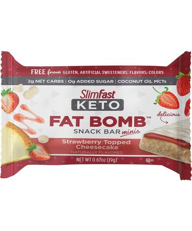 SlimFast Keto Fat Bomb Snack Bar Minis - Strawberry Cheesecake Flavor | 12ct Box | Low Carb Keto Snacks for Weight Loss | 0g Added Sugar - Buy Online on GoSupps.com