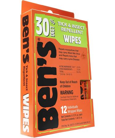 Ben's 30 DEET Mosquito Tick Insect & Bug Repellent Field Wipes - 24 Pack - Buy Online on GoSupps.com