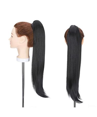 Buy High-Quality 55.8cm Dark Black Ponytail Extension - Realistic Wavy Braid Hair Piece with Bracket for Effortless Styling - Buy Online on GoSupps.com