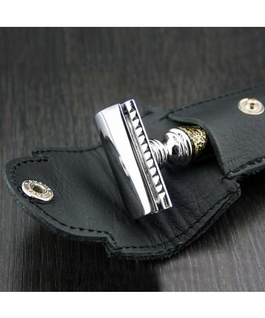 Double Edge Safety Razor for Men | Perfect Shaving Experience & Branded Leather Pouch - International Shipping Available - Buy Online on GoSupps.com