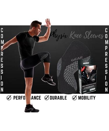Physix Gear Knee Braces for Women & Men - Best Compression Knee Sleeves - Knee Compression Sleeve for Weightlifting Knee Brace Sleeve Running Athletic Knee Sleeve Knee Support for Men & Women Medium Black/Grey - (Single) - Buy Online on GoSupps.com
