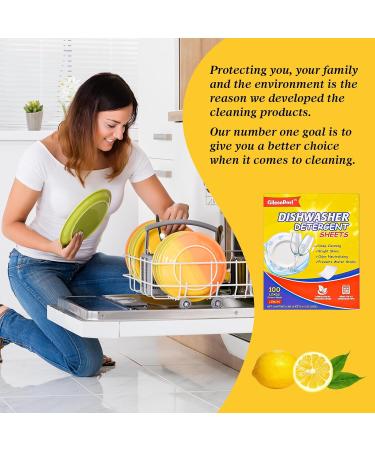 100-Loads Eco-Friendly Dishwasher Detergent Sheets - Lemon Scent | Biodegradable Plastic-Free 100Count for Dishwashing & Hand Washing - Buy Online on GoSupps.com