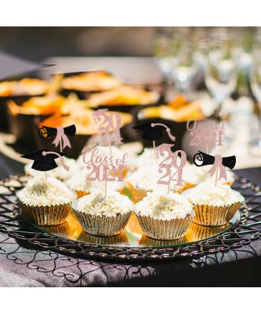 36 Pcs 2024 Graduation Cupcake Toppers Glitter Graduation Cupcake Picks Class Of 2024 Grad Cap Diploma Cupcake Toppers Graduation Theme Party Cupcake Decorations Supplies Rose Gold - Buy Online on GoSupps.com
