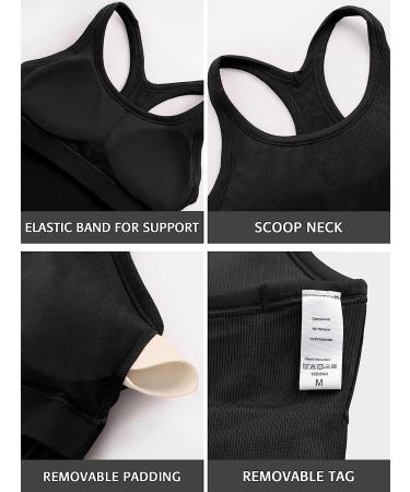 ATTRACO Ribbed Tank Top with Built-In Bra | Racerback Scoop Neck Athletic Top - Black - Large - Buy Online on GoSupps.com