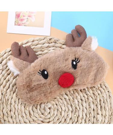  Dioche Cute Sleepping Eyemask Animal Cartoon Style Eye Cover Christmas Deer Snowboard Winter Plush with Blindfold Eyes Sleep Mask Nap Eye Mask for Women (1#) - Buy Online on GoSupps.com