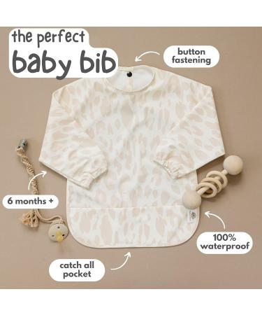 Bubba Bear Long Sleeve Weaning Bib Set | Waterproof Toddler Feeding Apron Cape | Snow Leopard Design | Ages 6 Months - Buy Online on GoSupps.com