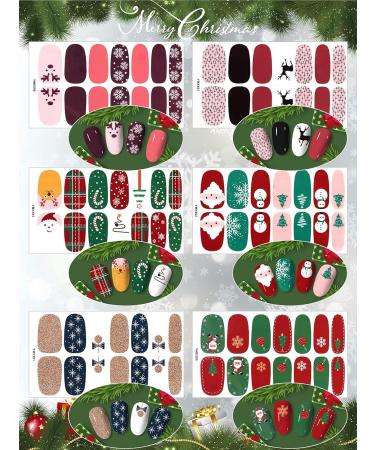 12 Sheets Christmas Nail Wraps | EBANKU Santa Penguin & Snowman Nail Art Stickers | Adhesive Polish Decals with Nail Files - Perfect for Women's Holiday Nail Decoration - Buy Online on GoSupps.com