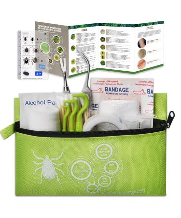EasyPal Tick Remover Tool Kit Include Tick Twister Tick Removal Tweezers Tick ID Card and First Aid for Dogs Cats and Humans for Lyme Prevention