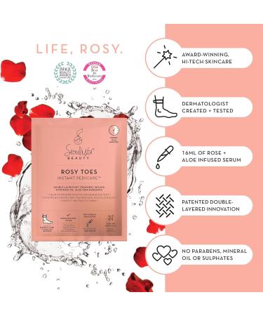 Seoulista Beauty Rosy Toes Instant Pedicure Foot Mask - Hydrating & Soothing 3-Pack Treatment - Buy Online on GoSupps.com