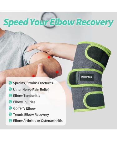 Adjustable Elbow Brace with Dual-Spring Stabilizer | Metal Splints for Tennis/Golfers Elbow Pain Relief | Arthritis & Tendonitis Support - Buy Online on GoSupps.com
