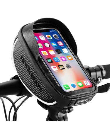 ROCKBROS Bike Phone Mount Bag Bike Front Frame Handlebar Bag Waterproof Bike Phone Holder Case Bicycle Accessories Pouch Sensitive Touch Screen Compatible with iPhone 11 XS Max XR 8 Plus Below 6.5" black Size 1