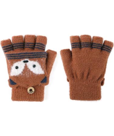Kids Puppy Flip Top Half Finger Gloves - Fox/Red | Ages 3-8 Yrs - Buy Online on GoSupps.com