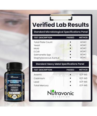 New! Nutravonic Testosterone Booster for Men - Tribulus Terrestris Tongkat Ali Maca Panax Ginseng Horny Goat Weed DIM Siberian Ginseng Ginkgo Biloba Velvet Bean. Formulated To Enhance Physical Performance & Promote Testosterone Production. 9 in 1 QCE: 107 - Buy Online on GoSupps.com