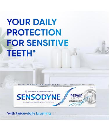 Sensodyne Repair and Protect Whitening Toothpaste and Toothbrush Bundle - 4 Pack - Buy Online on GoSupps.com