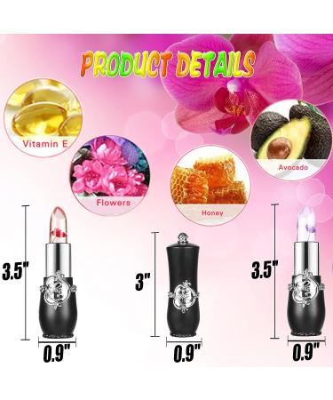 Witcrskm Color Changing Lipstick Set - Magic Crystal Flower Jelly Lip Balm, Long Lasting Nutritious Lipsticks for Women - Moisturizing PH Clear Temperature Lip Gloss in Red and Purple (2pcs) - Buy Online on GoSupps.com