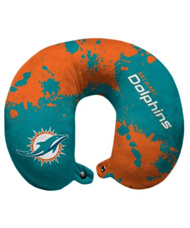 Pegasus Home Fashions NFL Splatter Polyester Snap Closure Travel Pillow - Miami Dolphins, Teal One Size