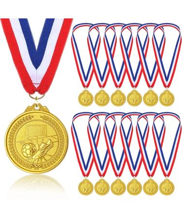 Soccer Medals for Kids, 12 Pieces Gold Metals Awards Medal for Kids Sports Soccer Games, Soccer Party Favors, 2 Inches