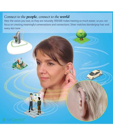 Silver Rechargeable Hearing Aid for Seniors | Noise Cancelling & Feedback Reduction | Invisible Receiver in Canal | Ideal for Mild to Severe Hearing Loss | Digital Personal Sound Amplifier - Buy Online on GoSupps.com