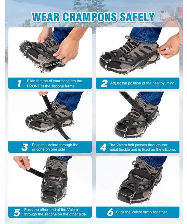 Greatever Anti-Slip Ice Cleats for Hiking Boots - 19 Stainless Steel Spikes - Snow Grips for Shoes - Safe Traction for Hiking, Fishing, Climbing - Medium, Black - Buy Online on GoSupps.com